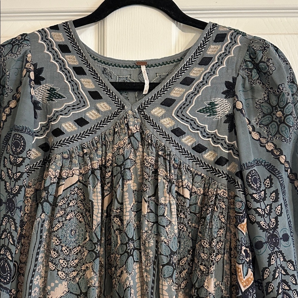 Free People Pink City Midi Dress Boho Embroidered - Picture 2 of 7